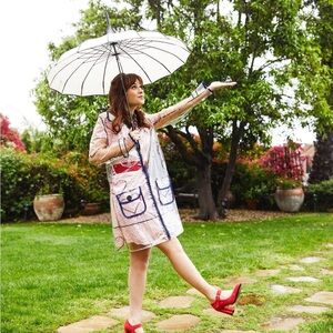 Stylish Clear Hooded Raincoat with Black Trim